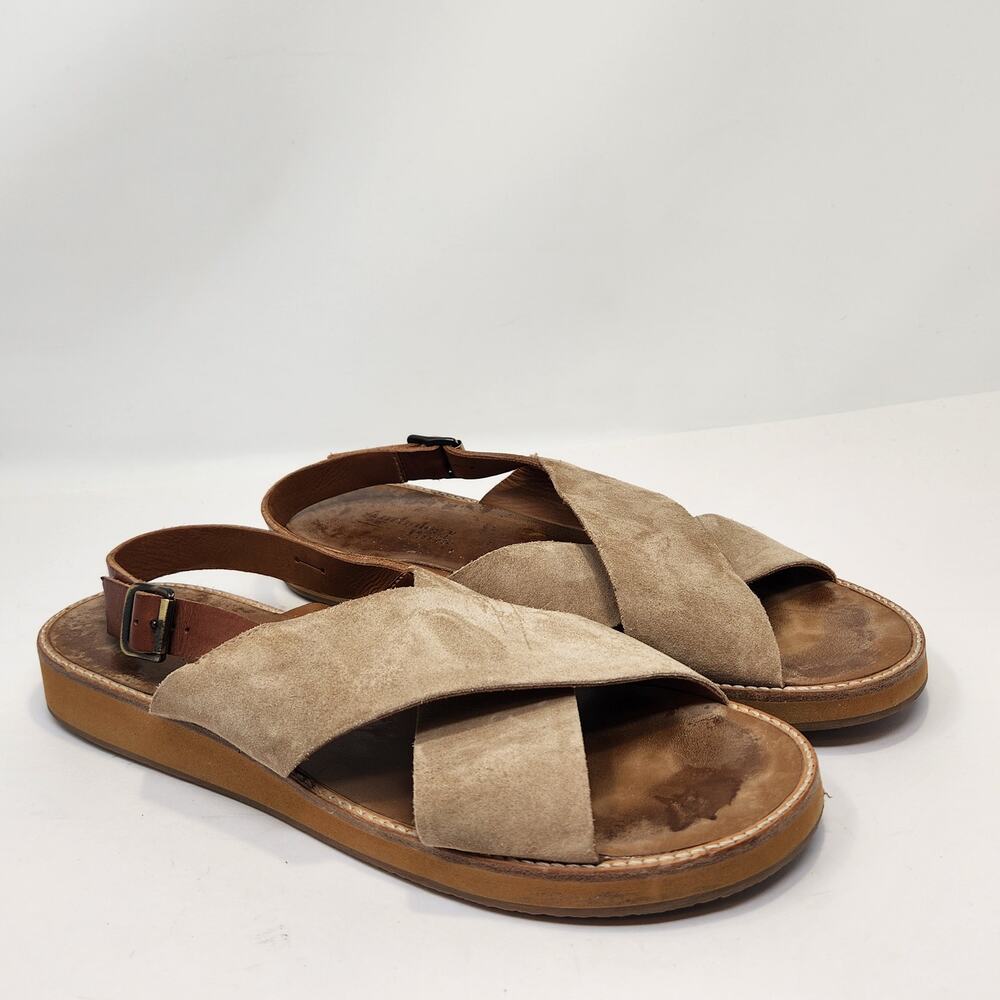 Anthology Paris Womens Bermanie Flats Sandals Size 41 US 11 Brown Suede Leather